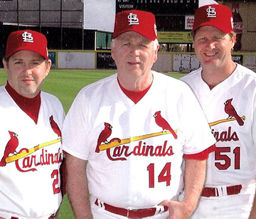 Bob Noble with sons David & Tom at the Cardinals Legends Fantasy Camp.